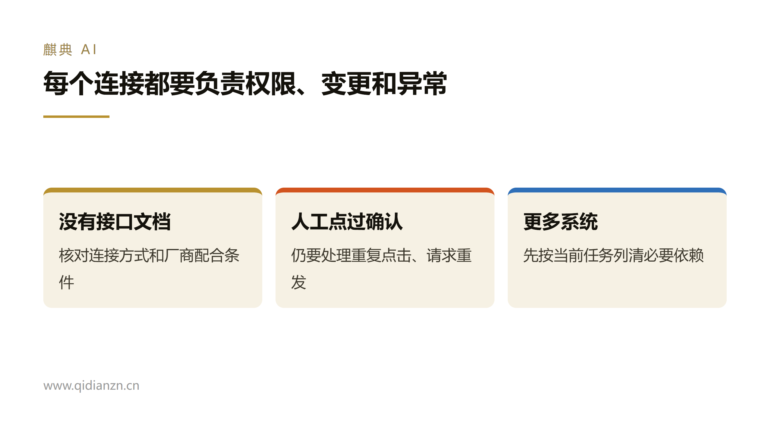 每个连接都要负责权限、变更和异常