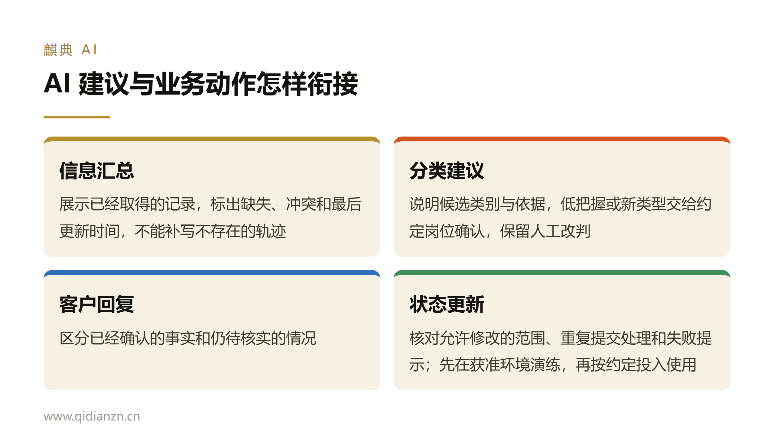 AI 建议与业务动作怎样衔接